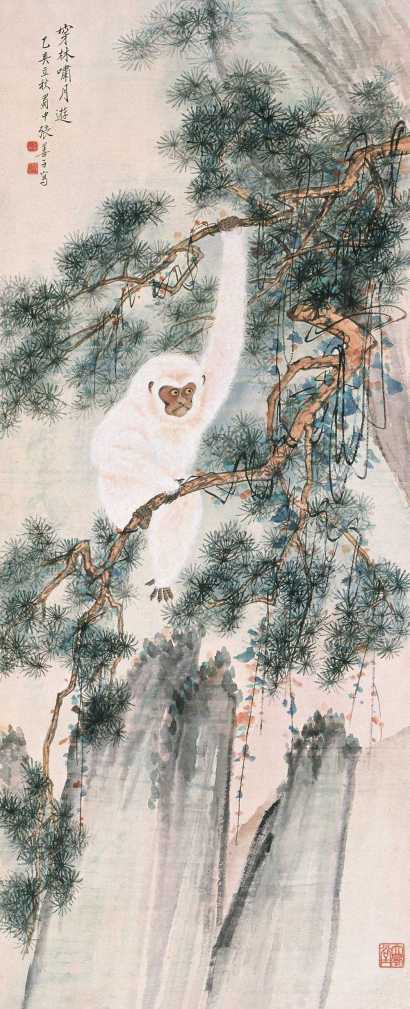 张善孖 乙亥（1935年）作 穿林啸月 立轴